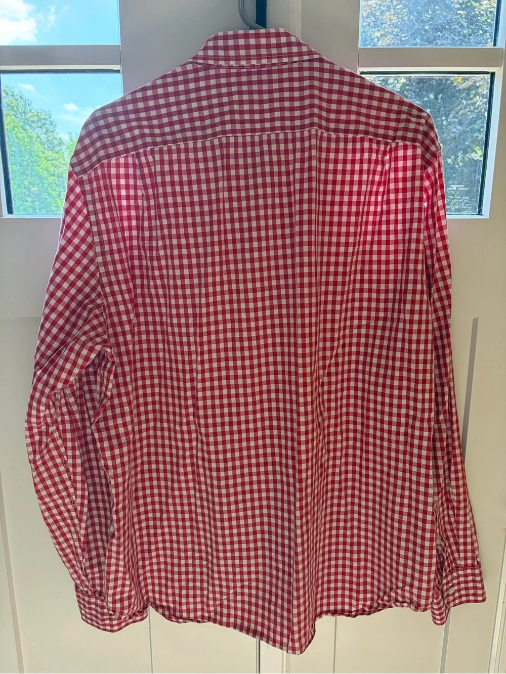 J, Crew Men's Shirt Red White Gingham Check Button Down Lightweight XL